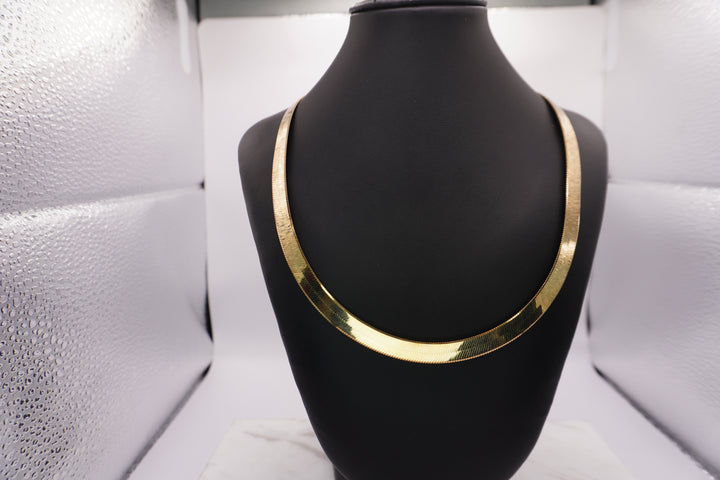 10K DOUBLE SIDED HERRING BONE NECKLACE