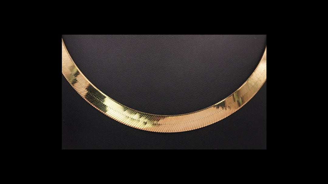 10K DOUBLE SIDED HERRING BONE NECKLACE