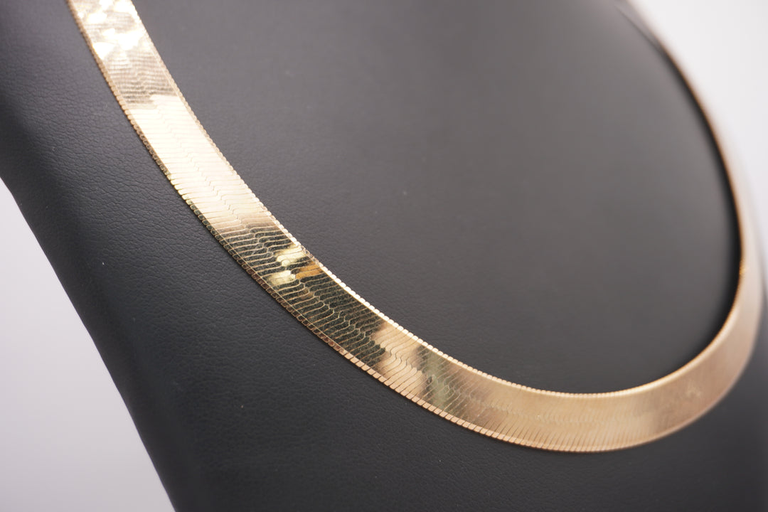 10K DOUBLE SIDED HERRING BONE NECKLACE