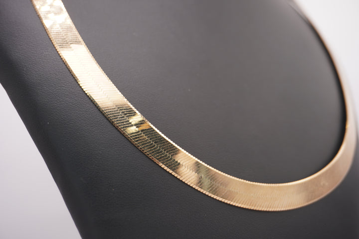 10K DOUBLE SIDED HERRING BONE NECKLACE