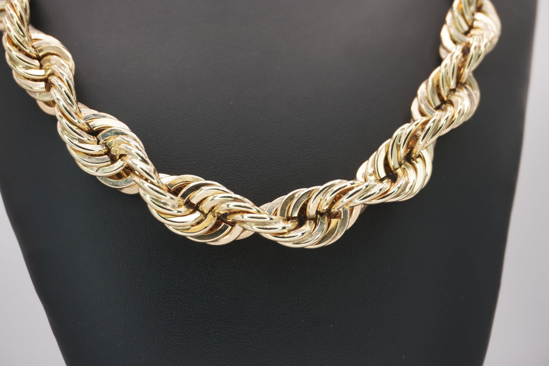 10K YELLOW GOLD HOLLOW ROPE CHAIN 12MM
