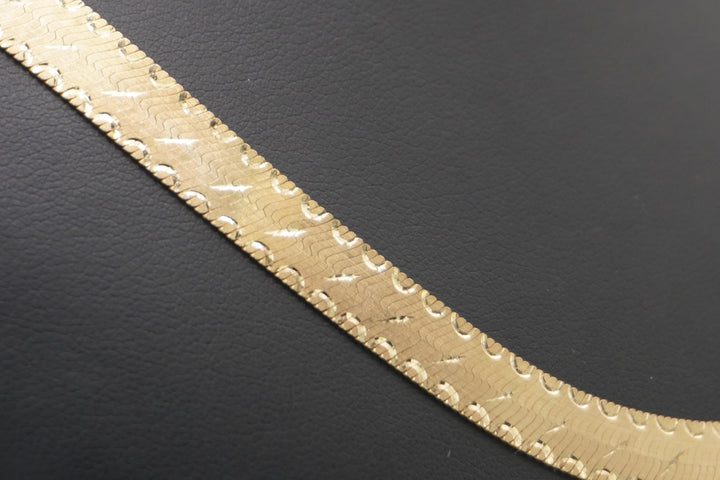 10K DOUBLE SIDED HERRING BONE NECKLACE