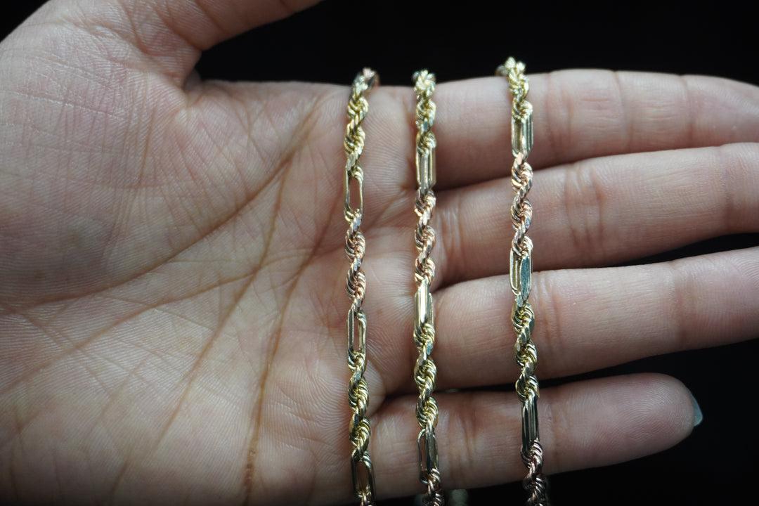 10K TRI COLOR GOLD MILANO CHAIN