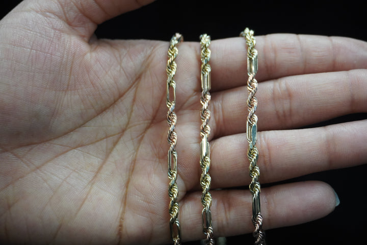 10K TRI COLOR GOLD MILANO CHAIN