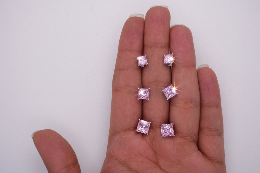 STERLING SLIVER WITH PINK CZ STUD