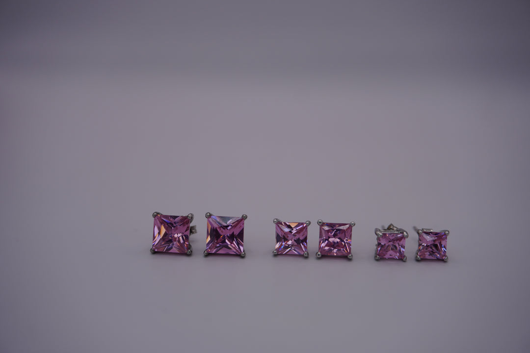 STERLING SLIVER WITH PINK CZ STUD