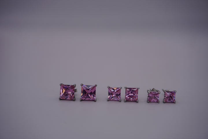 STERLING SLIVER WITH PINK CZ STUD