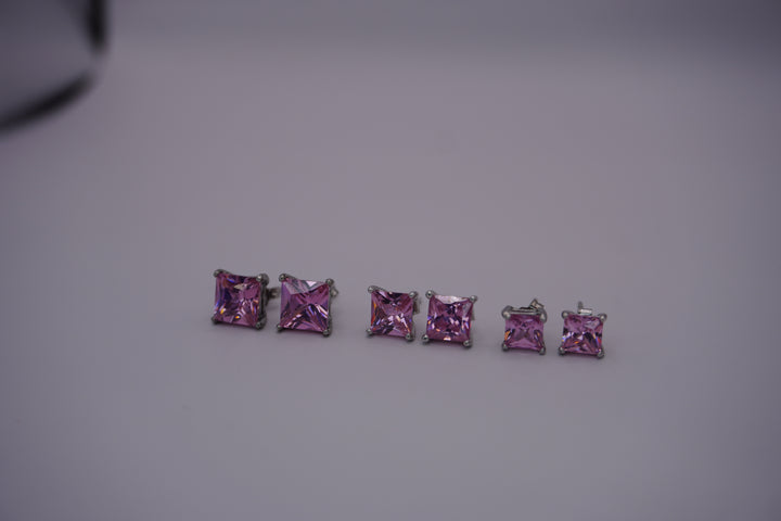 STERLING SLIVER WITH PINK CZ STUD