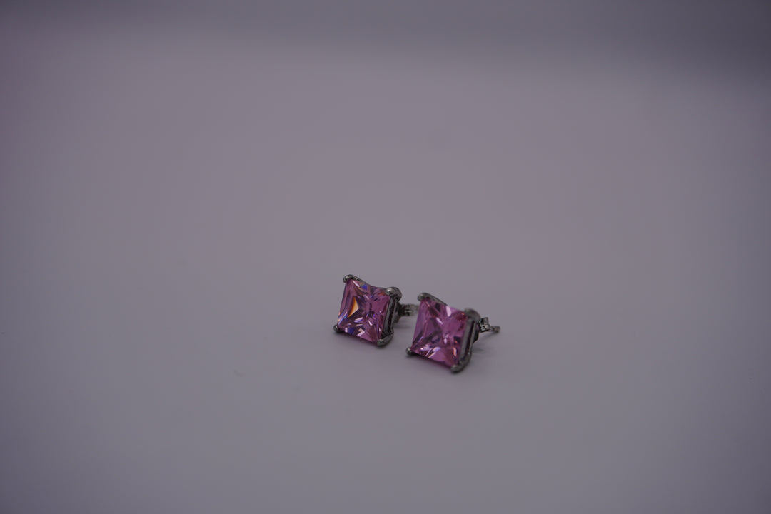 STERLING SLIVER WITH PINK CZ STUD