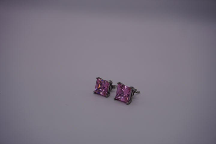 STERLING SLIVER WITH PINK CZ STUD