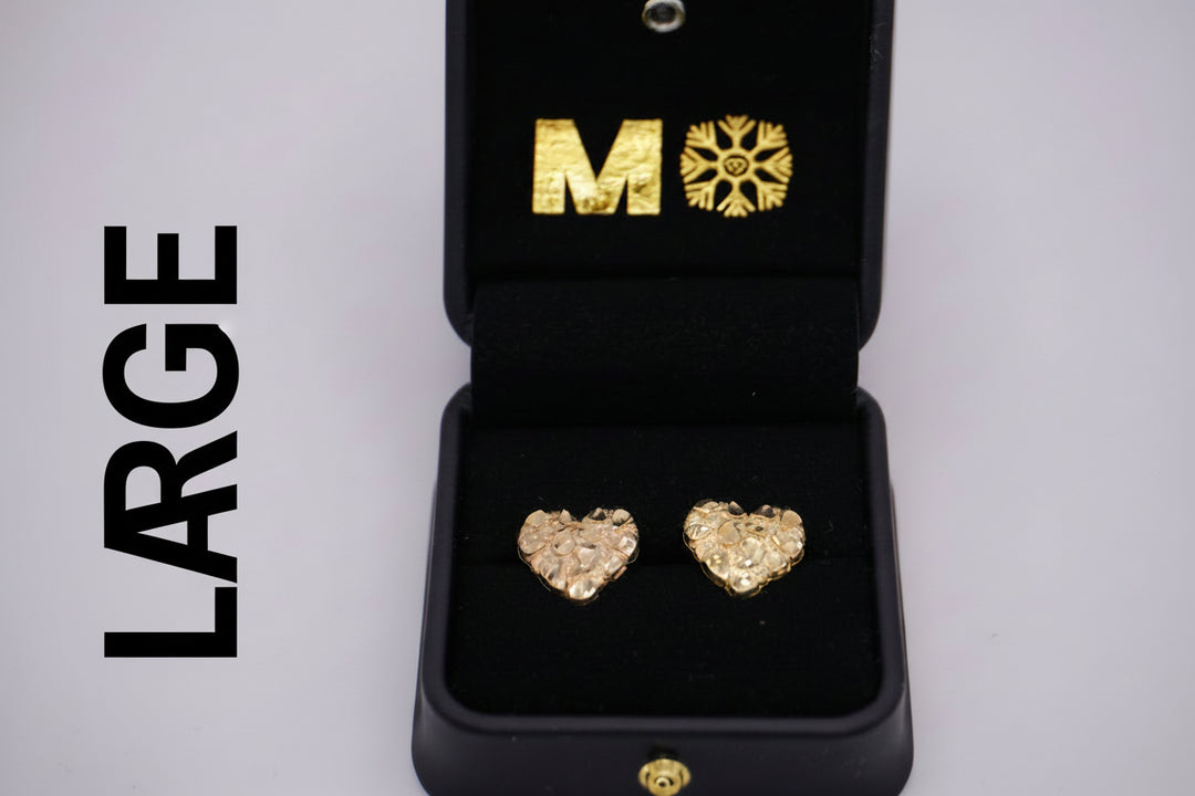 GOLD HEART NUGGET EARRING