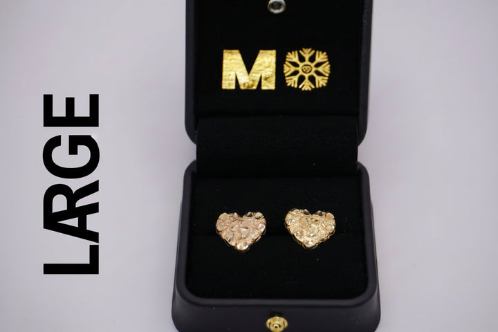 GOLD HEART NUGGET EARRING