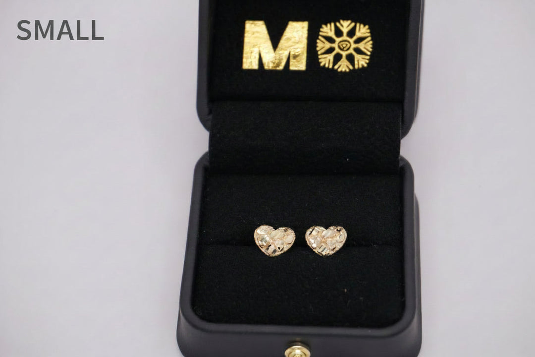 GOLD HEART NUGGET EARRING
