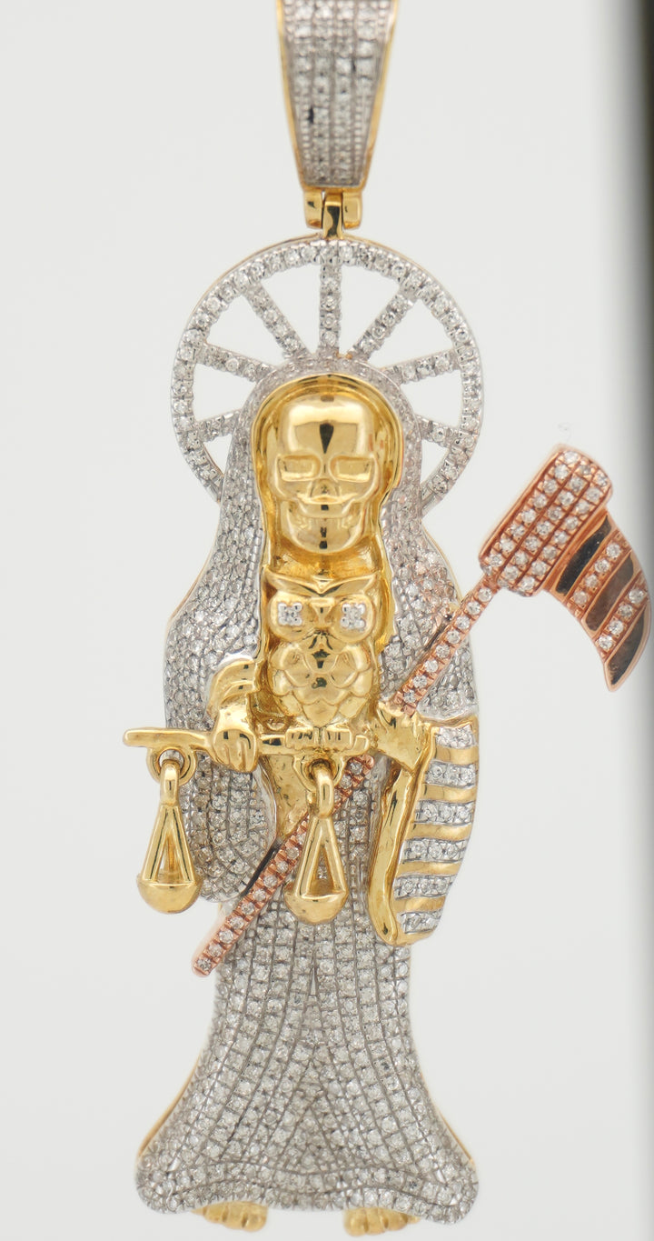 10K GOLD WITH DIAMONDS SANTA MUERTE PENDANT
