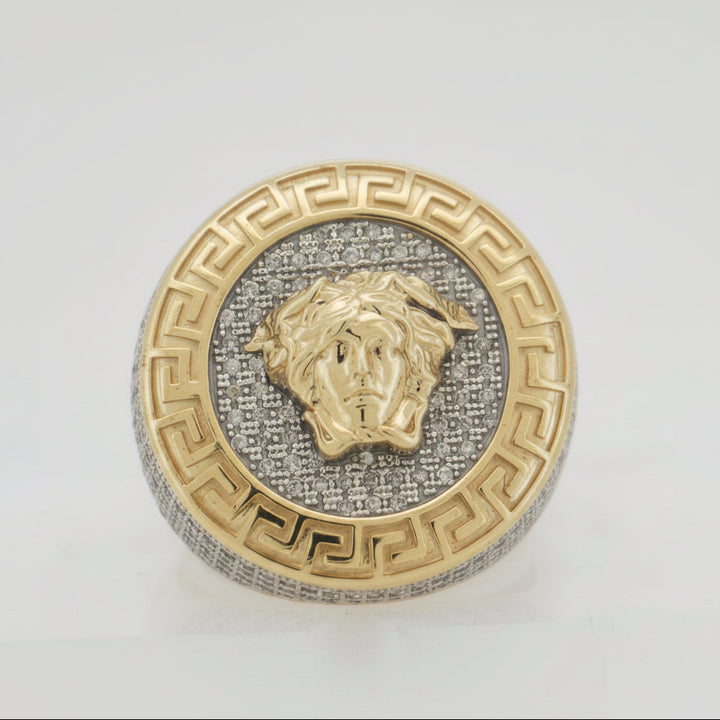 10K YELLOW GOLD 1.25 CTW  DIAMOND MEDUSA HEAD RING