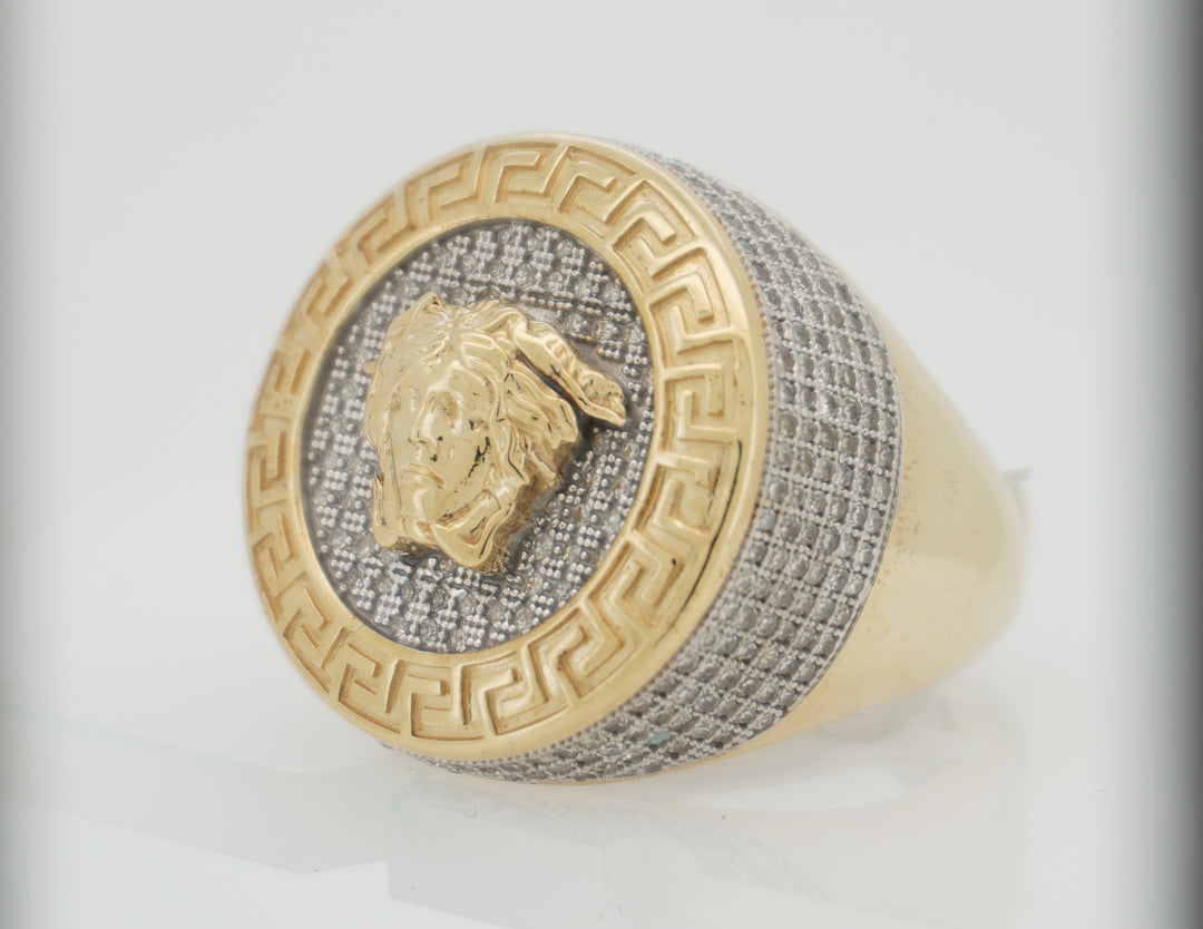 10K YELLOW GOLD 1.25 CTW  DIAMOND MEDUSA HEAD RING
