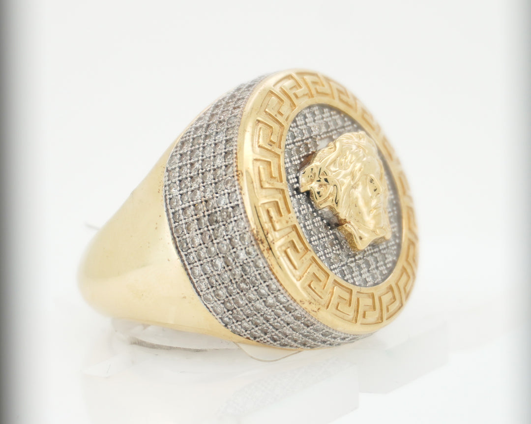 10K YELLOW GOLD 1.25 CTW  DIAMOND MEDUSA HEAD RING