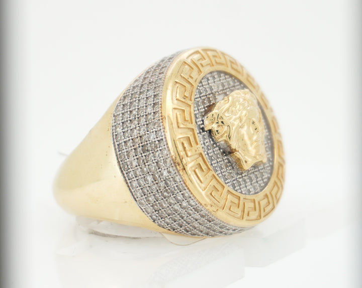 10K YELLOW GOLD 1.25 CTW  DIAMOND MEDUSA HEAD RING