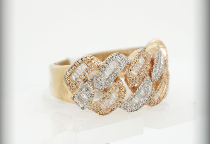 10KY 1.00CTW DIAMOND MIAMI CUBAN MENS RING