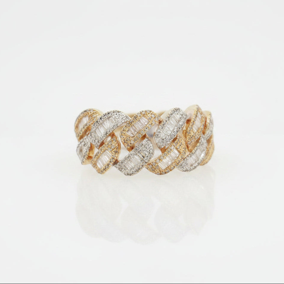10KY 1.00CTW DIAMOND MIAMI CUBAN MENS RING