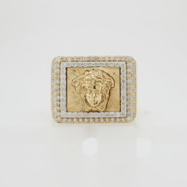 10K YELLOW GOLD 1.50 CTW  DIAMOND MEDUSA HEAD SQUARE  RING