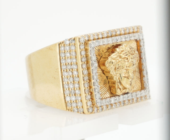10K YELLOW GOLD 1.50 CTW  DIAMOND MEDUSA HEAD SQUARE  RING
