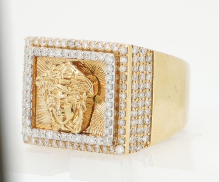 10K YELLOW GOLD 1.50 CTW  DIAMOND MEDUSA HEAD SQUARE  RING