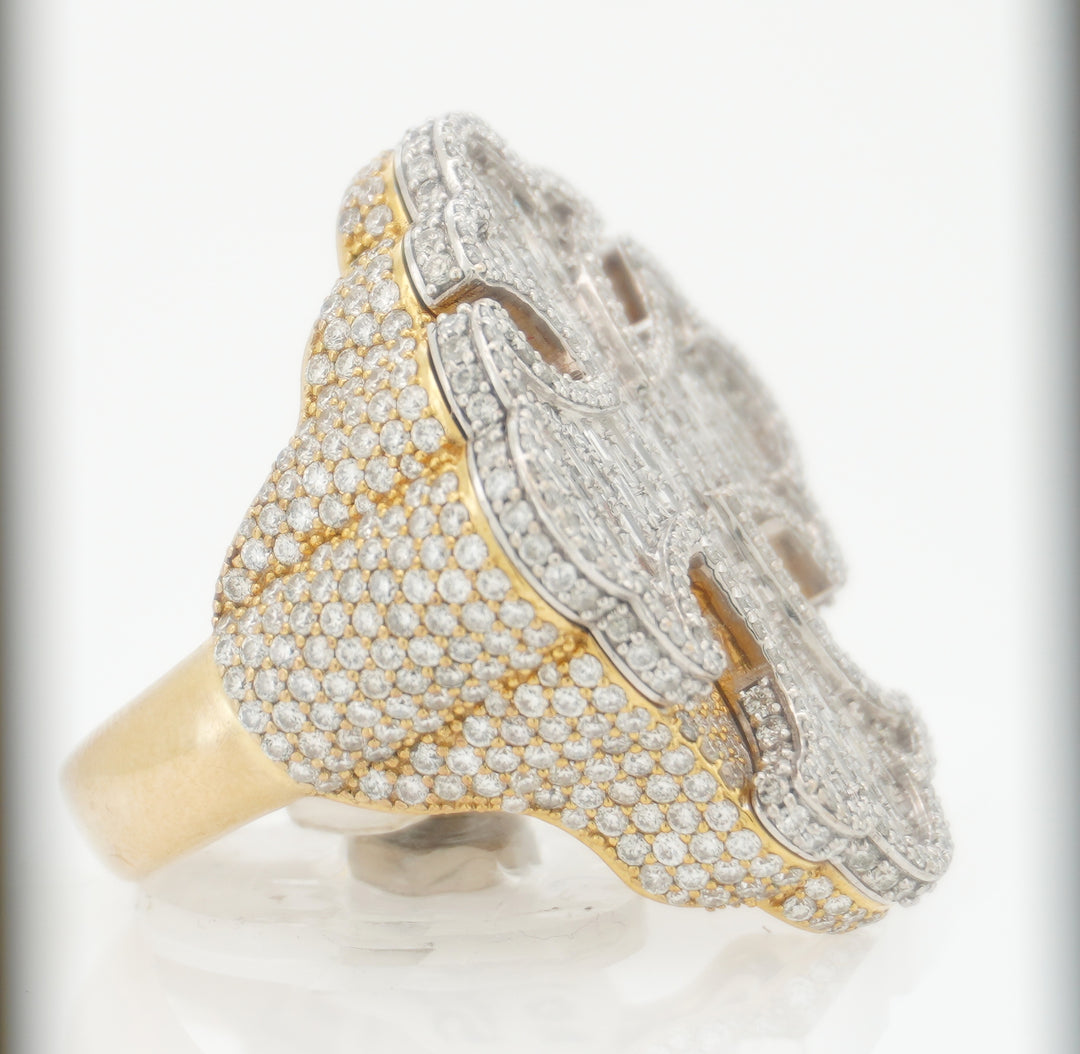 10K YELLOW GOLD 5.88 CTW BAGUETTE SETTING CROSS DIAMOND RING