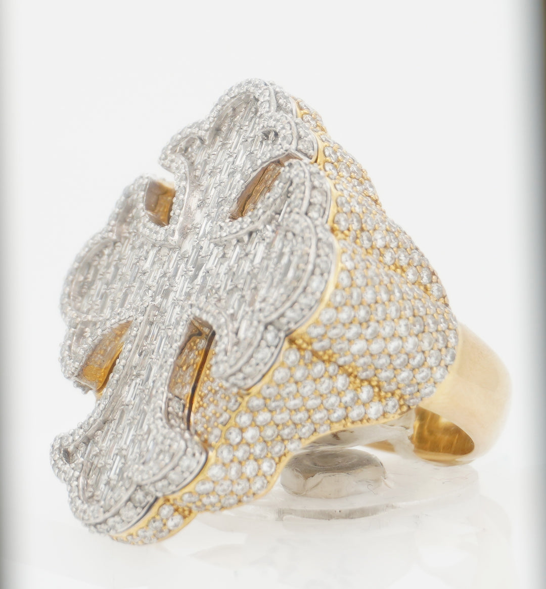 10K YELLOW GOLD 5.88 CTW BAGUETTE SETTING CROSS DIAMOND RING