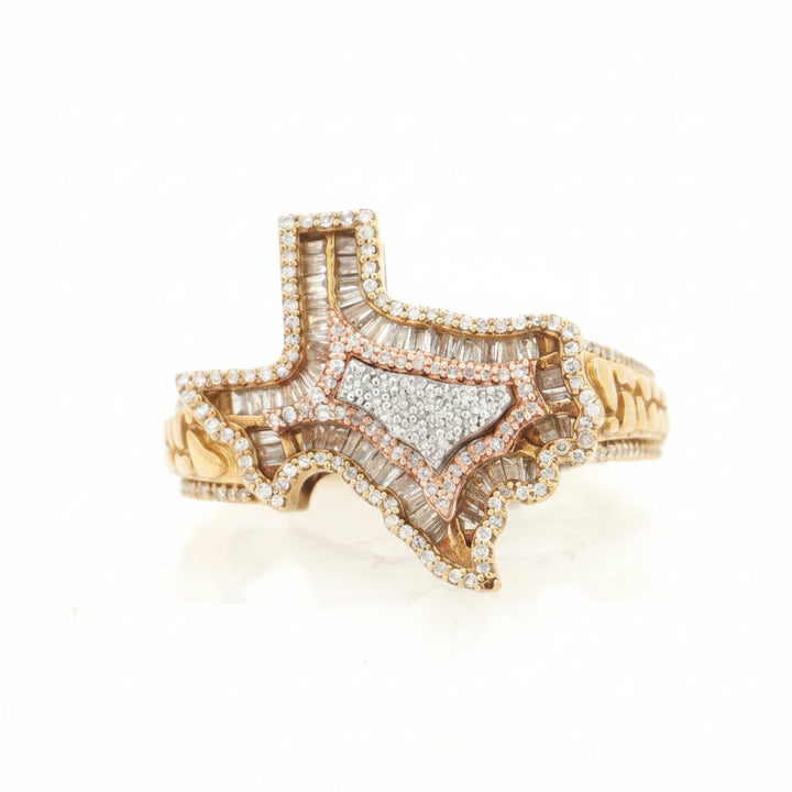 10K YELLOW GOLD 1.05 CTW TEXAS DIAMOND RING