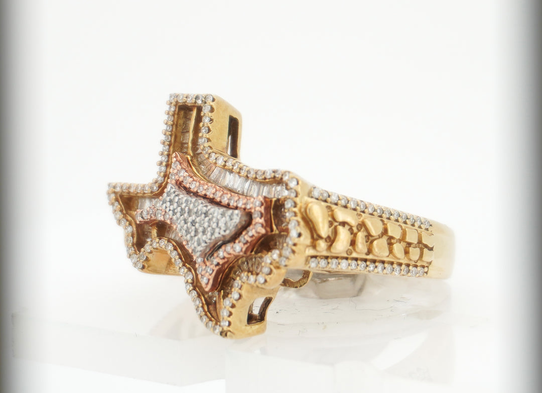 10K YELLOW GOLD 1.05 CTW TEXAS DIAMOND RING