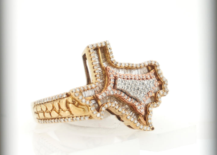 10K YELLOW GOLD 1.05 CTW TEXAS DIAMOND RING
