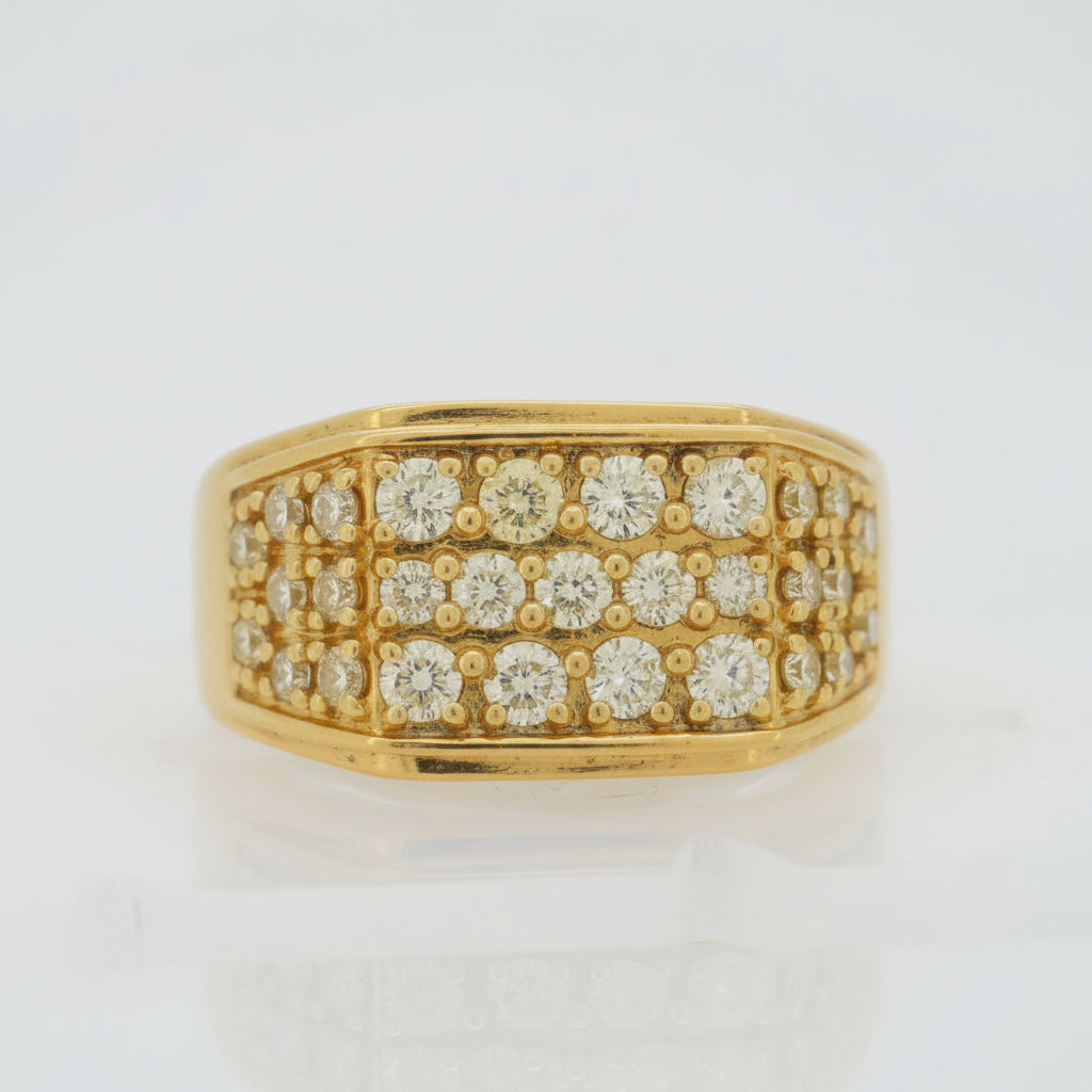 10KT Y/G 1.47CTW DIAMOND MENS RING