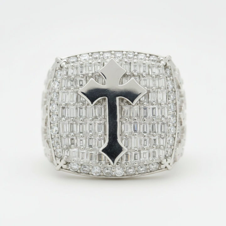 925S SILVER MOISSANITE CROSS RING