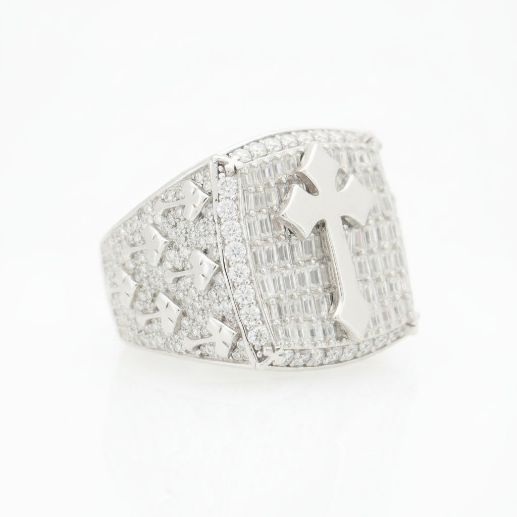 925S SILVER MOISSANITE CROSS RING