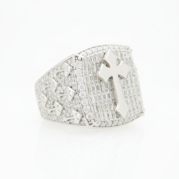 925S SILVER MOISSANITE CROSS RING