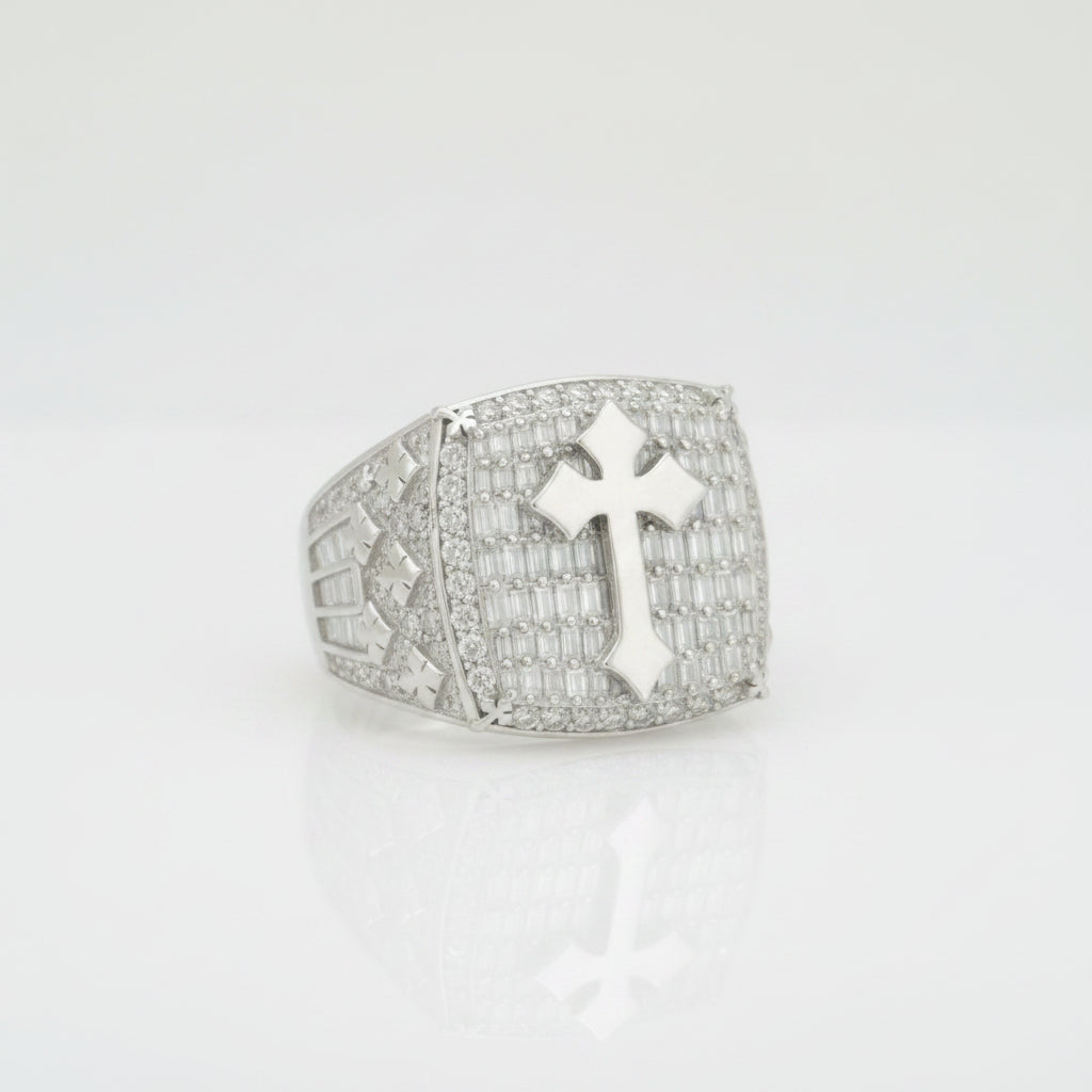 925S SILVER MOISSANITE CROSS RING