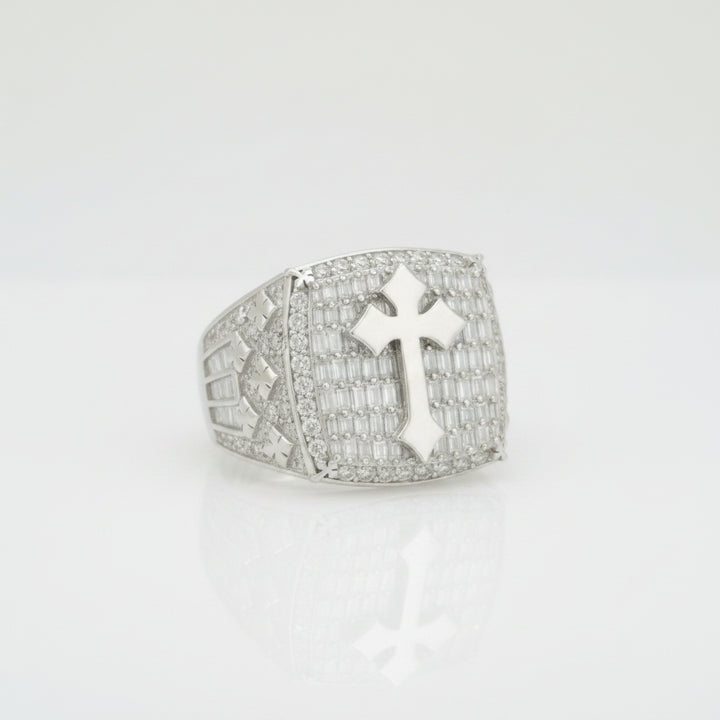 925S SILVER MOISSANITE CROSS RING
