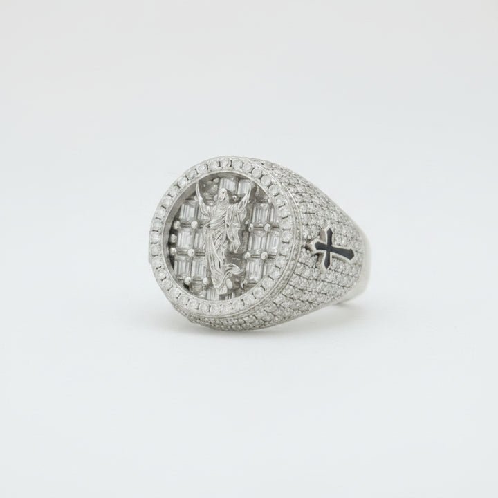 925 SILVER MOISSANITE JESUS 4.84CTW RING