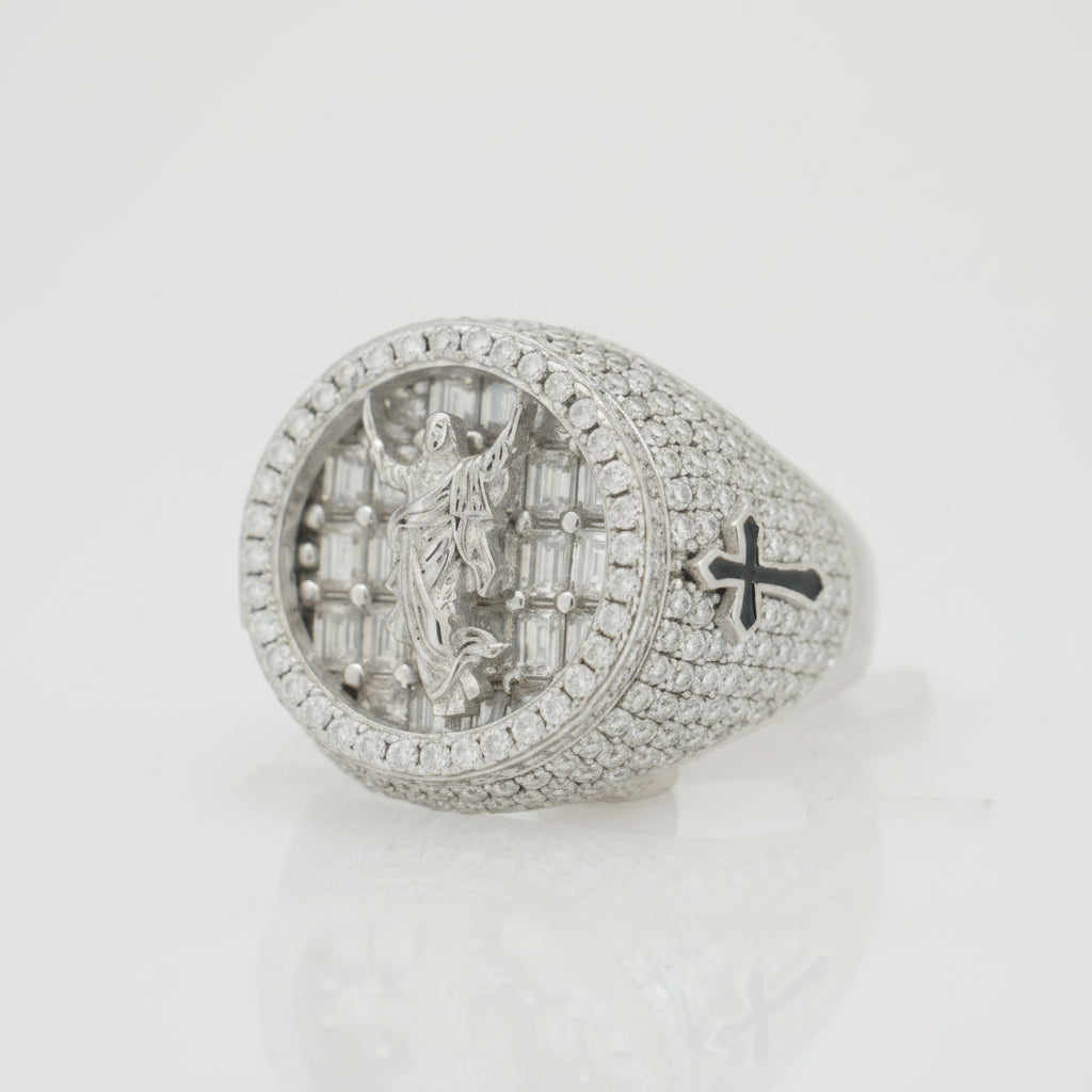 925 SILVER MOISSANITE JESUS 4.84CTW RING
