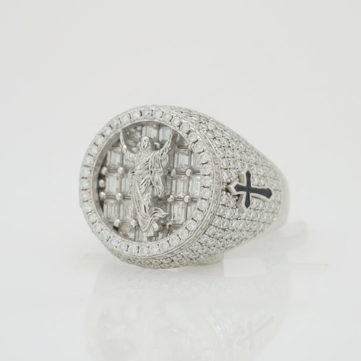 925 SILVER MOISSANITE JESUS 4.84CTW RING