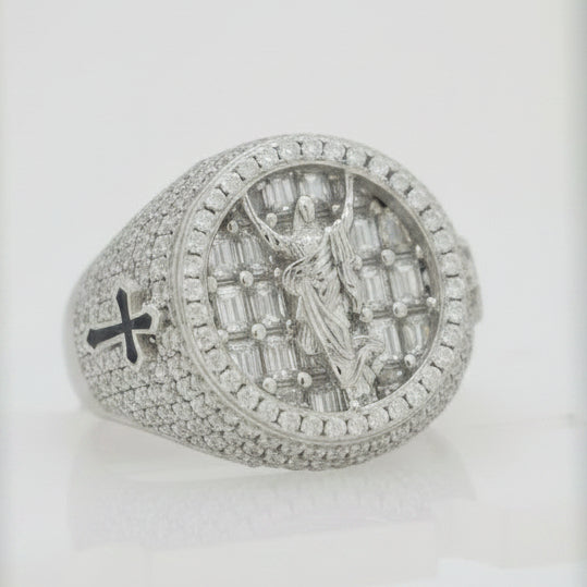 925 SILVER MOISSANITE JESUS 4.84CTW RING