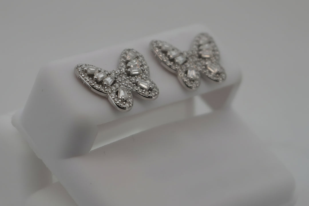 925 SILVER MOISSANITE BUTTERFLY 1.06CTW EARRINGS