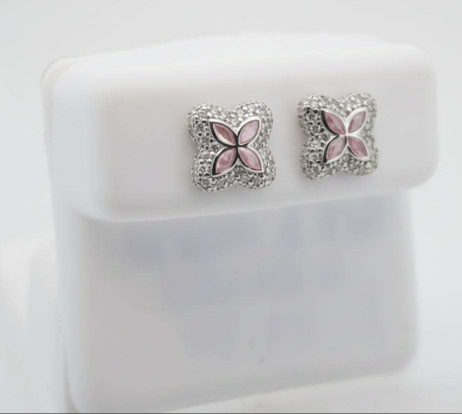 925 SILVER MOISSANITE FLOWER 0.54CTW EARRINGS