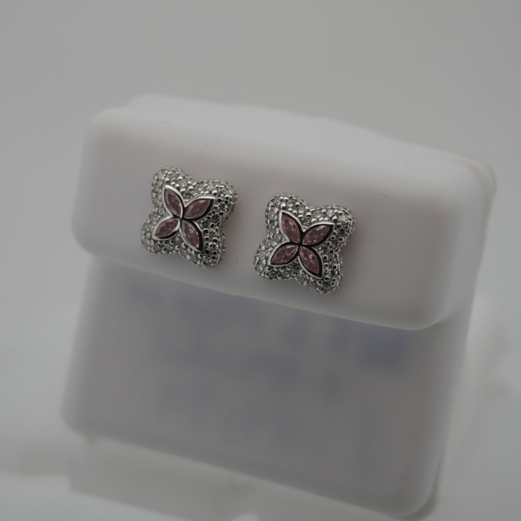925 SILVER MOISSANITE FLOWER 0.54CTW EARRINGS