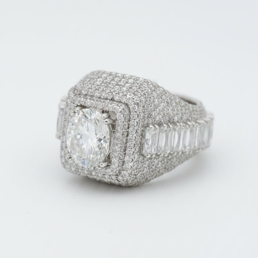 925 SILVER MOISSANITE JESUS 4.84CTW RING