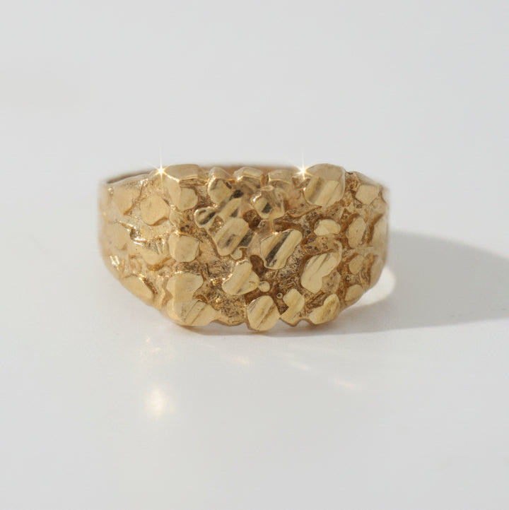 10K SQUARE NUGGET RING