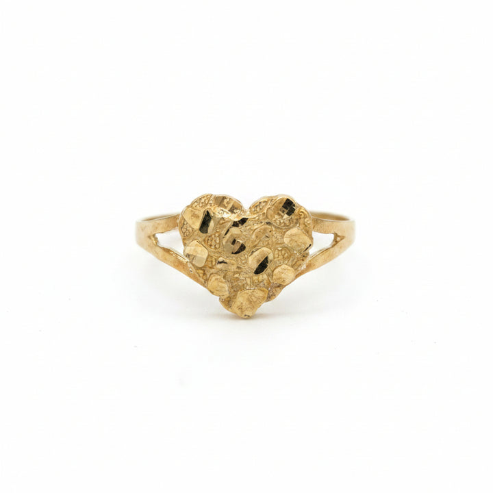 10K HEART NUGGET RING
