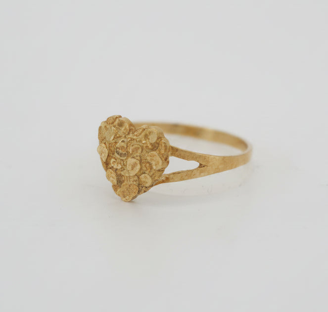 10K HEART NUGGET RING