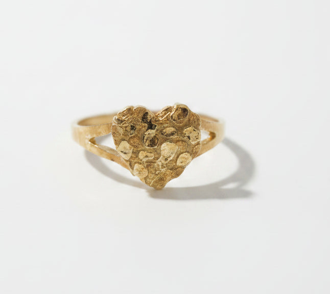 10K HEART NUGGET RING